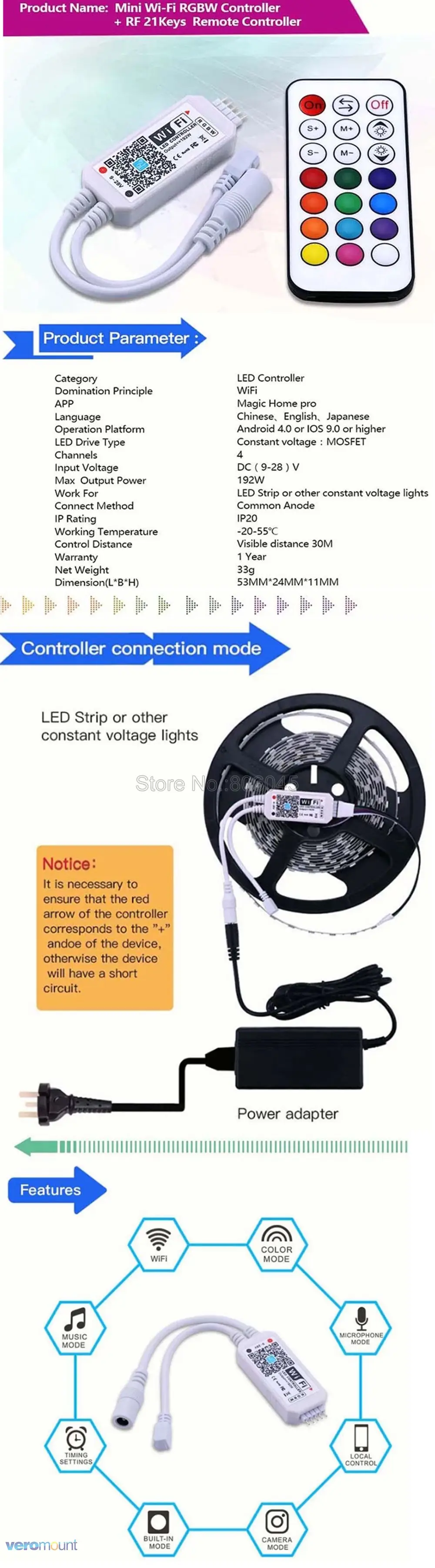 Magic Home Bluetooth Wifi RGB RGBW RGBWC Светодиодная лента для управления смартфоном приложение для управления РЧ/ИК-пультом Alexa Google Голосовое управление