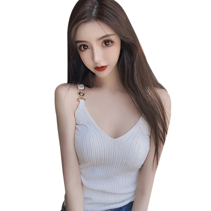 

Sexy V-neck Sling Tops Korean Fashion Knitted Bottoming Camis Vest Women Tank Tops Women Tanks & Camis