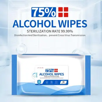 

40PCS Portable Disinfection Antiseptic Pads Alcohol Swabs Wet Wipes Household Cleaning Sterilization Aid Cleaning Tissue Box