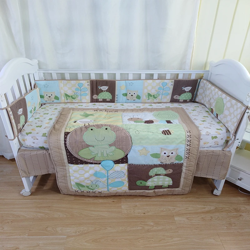 4pcs set Новинка зимы хлопок 6 шт./компл. детское постельное белье для новорожденных, для маленьких мальчиков и Постельное белье с мультяшным принтом матрацы для детских кроваток CoverCrib сумка из узорчатой ткани - Цвет: 4pcs set