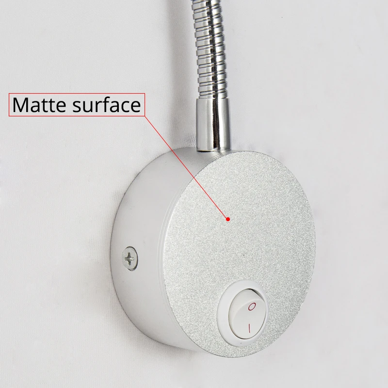 Bedroom Wall Light Bedside Reading Lighting 6W LED Wall Lamp With Knob Switch Aluminum 360 Degree Angle Adjustable AC90-260V