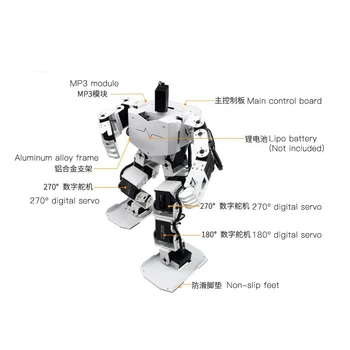 Günstige Montiert 17 DOF Tanzen Humanoiden Roboter Mit 17 Stücke Digital Servos MP3 Modul Dance Zweibeiniger Programmierbare Roboter STEM Spielzeug