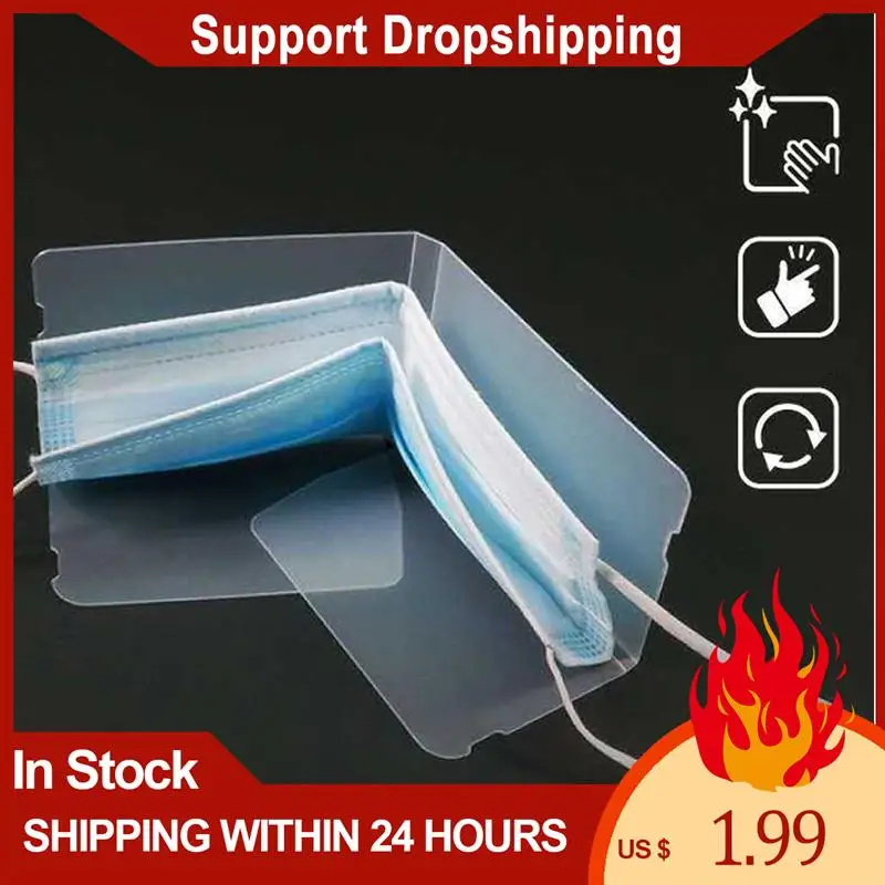 

4pcs Collapsible Mask Storage Holder Portable Mask Storage Clip Creative Storage Box Transparent Container (Transparent)