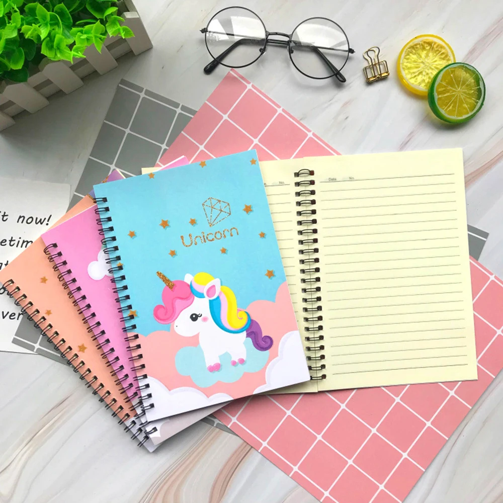 Kawaii Unicorn металлический блокнот с кнопками 1 шт. креативный простой листьями