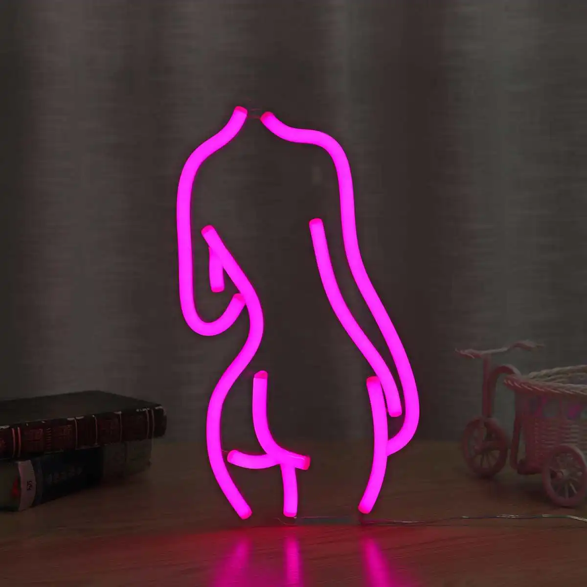 

20W 110-220V Pink Lady LED Neon Sign Light Hanging Store Visual Artwork Lamp Tubes Home Bar Party Wall Decoration Lighting