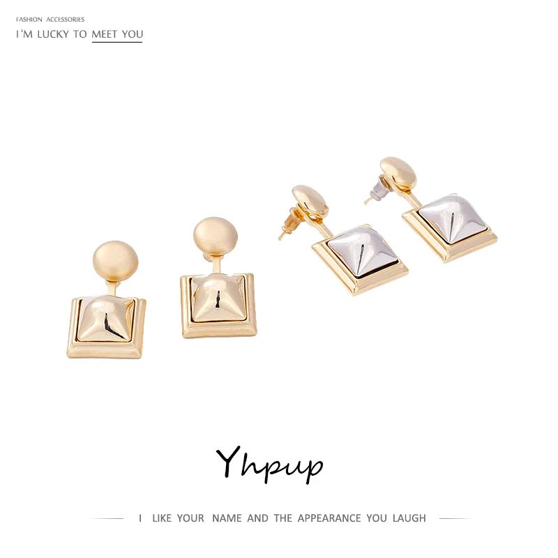 Yhpup квадратные геометрические серьги-гвоздики съемные корейские медные серьги 16 K S925 шикарные ювелирные аксессуары для женщин подарок для вечеринки