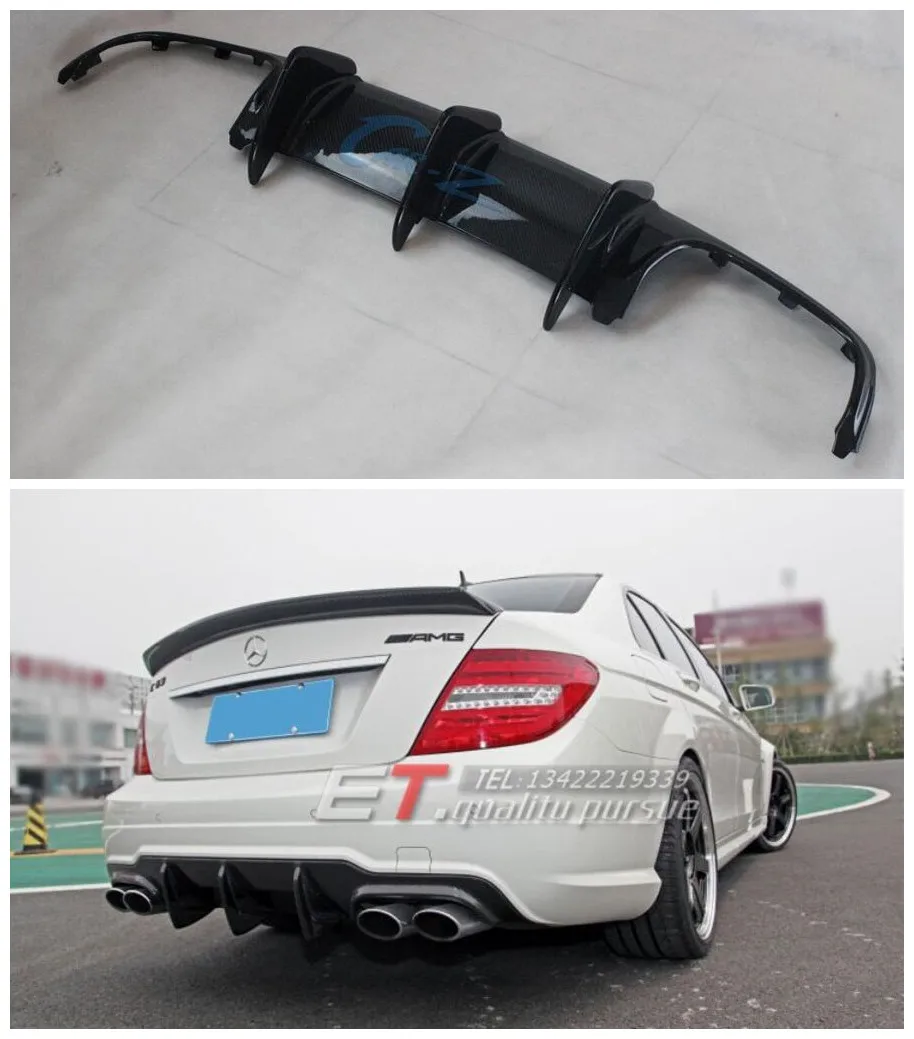 

Carbon Fiber Car Rear Trunk Lip Bumper Diffuser Protector Cover Fits For Benz W204 C180 C200 C230 C260 C280 C300 C63 C74AMG