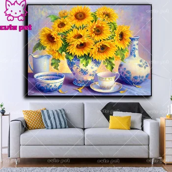 

New Arrivals Diamond Painting Sun flower Cross Stitch DIY Bead Embroidery Diamond Art sunflower Sale Handwork Home Decor puzzle