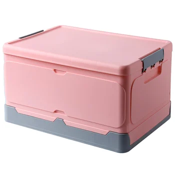 

1Pc Foldable Storage Box Multifunction Storage Case Sundries Organizer Book Box with Lid for Home Dorm Room (Pink Size M)