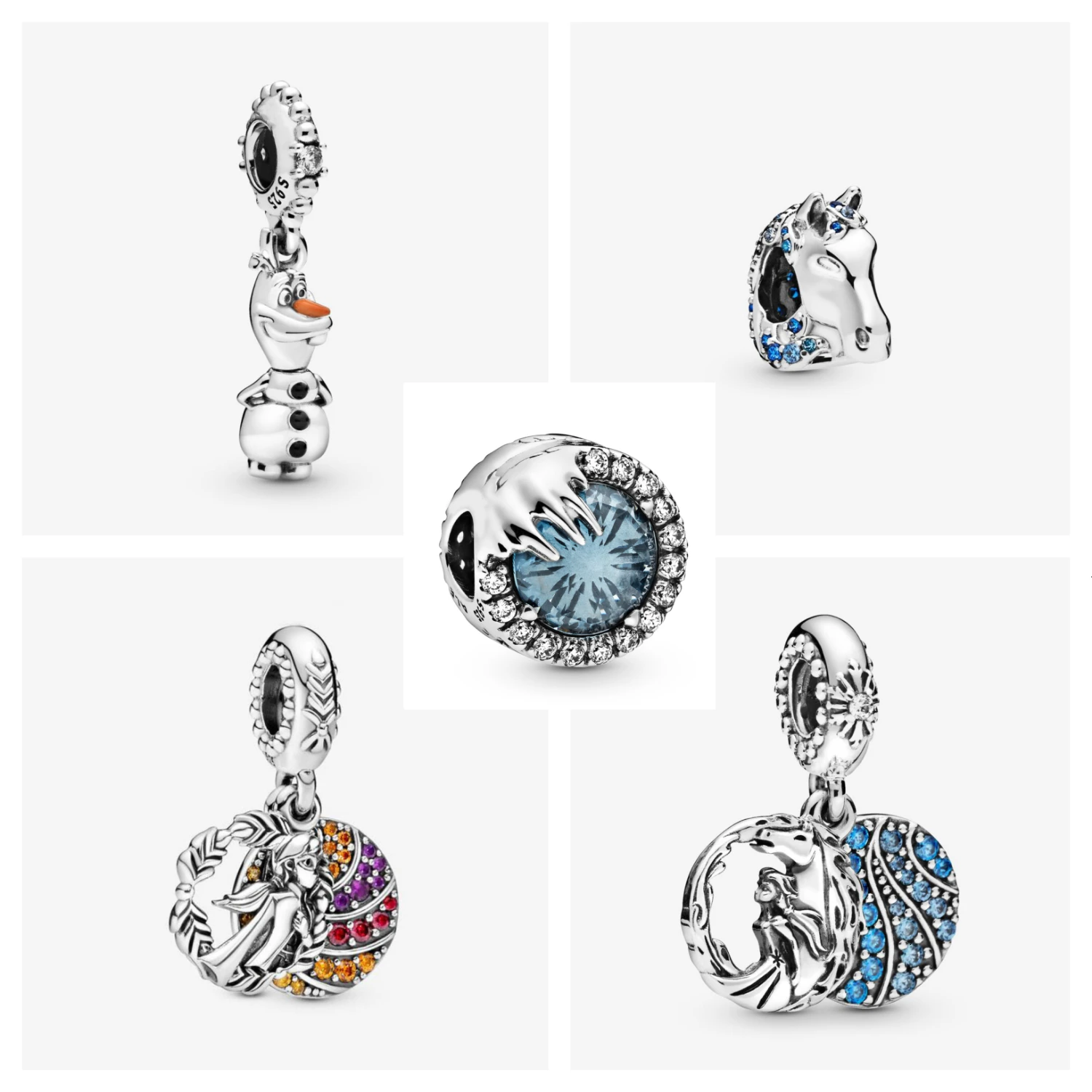 Auténtica Plata de Ley 925 2019 invierno Frozen Anna Dangle Charm Frozen Olaf pandora pulsera brazalete colgante joyería DIY AliExpress Joyería y