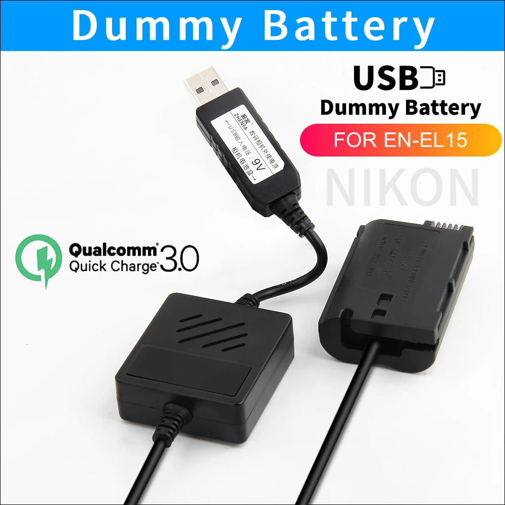 EN-EL15A EN-EL15 Dummy Battery EP-5B Power Adapter USB for Nikon D500 D600 D610 D750 D780 D800 D800E D810 D810A D850 Camera