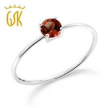 GemStoneKing 0.37Ct 10 к белое золото круглый натуральный красный гранат классический обручение пасьянс кольцо для женщин ювелирные украшения подарок