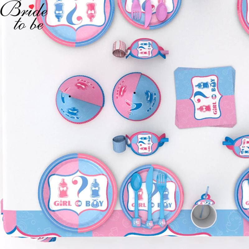 С надписью "Bride To Be" Пол раскрыть посуда для мальчика или девочки Baby Shower вечерние набор одноразовой посуды аксессуары Дети Свадебный