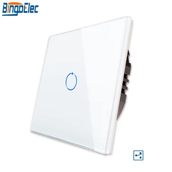 

Bingoelec 1/2/3Gang 2Way Stair Wall Switch,White Crystal Toughened Glass Touch 2Way Light Switch EU/UK standard AC110-250V