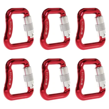 

ELOS-6Pc Alloy Carabiner Twisted Automatic Lock Hook Paraglider Link Buckle Double Lock 20Kn Rectangular Buckle