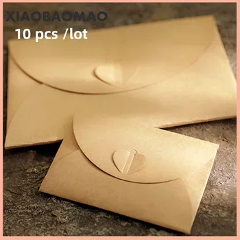 

10pcs/lot Vintage Love Button Envelope Kraft Paper Gift Card With Envelope Handmade Paper String Romantic Love Letter Envelope