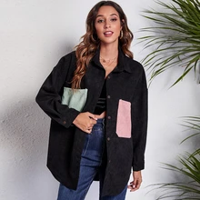

Turn Down Collar Corduroy Shirt Women Mid Length Autumn Winter Elegant Simple Single Breasted Top Loose Plus Size Casual Shirts
