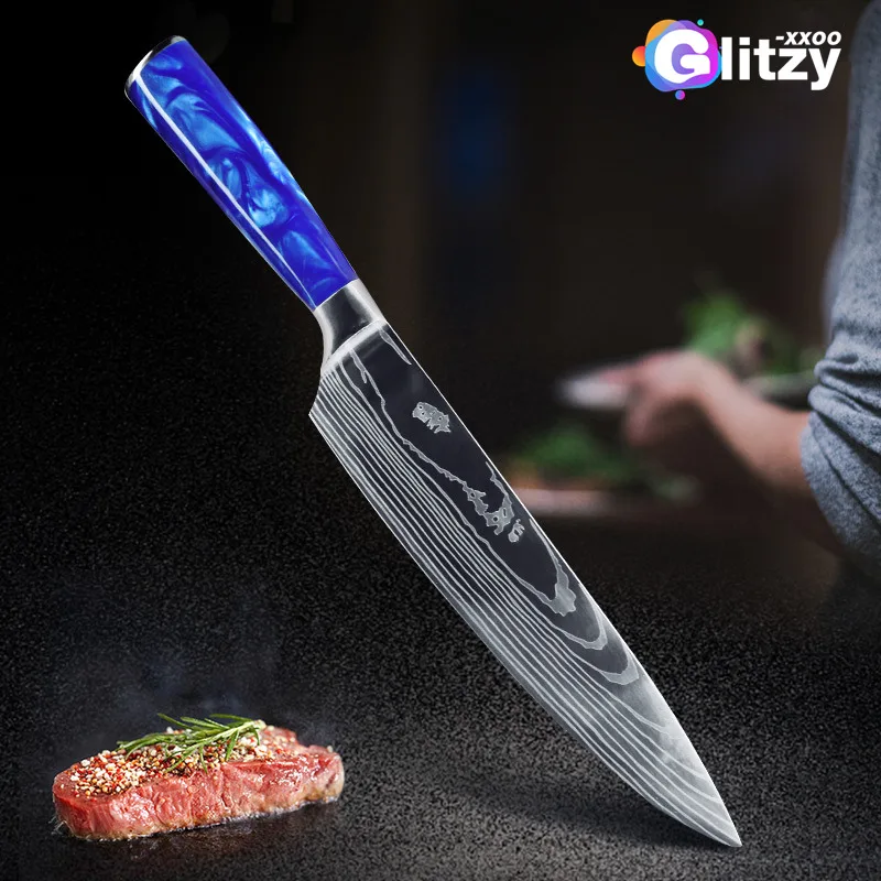 Кухонный нож шеф-повара Santoku профессиональный японский из высокоуглеродистой