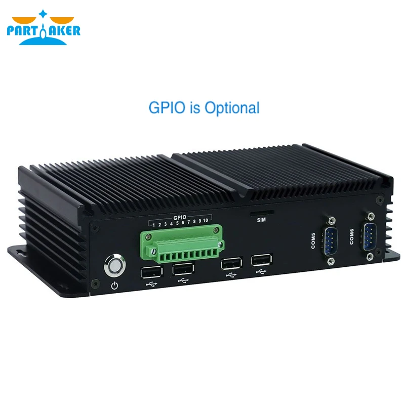 Partaker Linux Mini PC Intel J1900 Dual Lan Fanless Industrial Computer Support GPIO SIM Slot 6 5