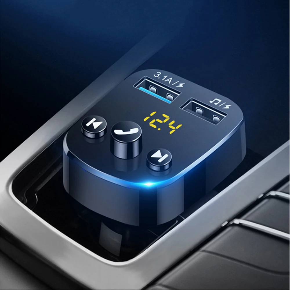 Fm-передатчик Bluetooth 5,0 Автомобильный MP3-плеер адаптер батарея напряжение снижение шума TF карта hands-free Dual USB зарядное устройство