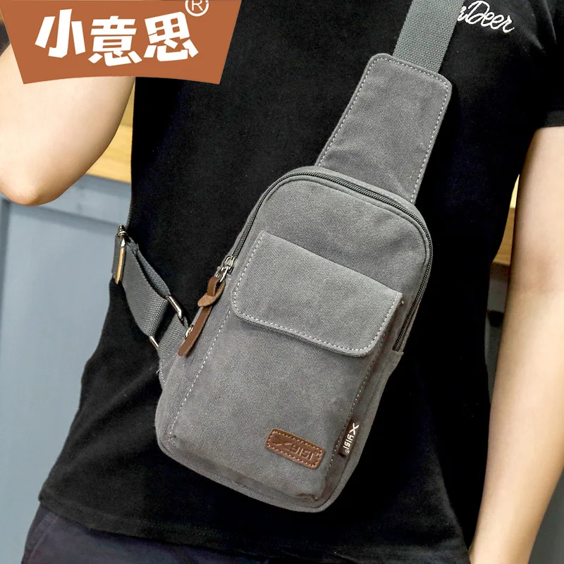 

Men's Chest Bag Canvas Multi-Function Sports Casual Messenger Bag Male Chest Bag Mobile Phone Bag Large Capacity Waterproof Bags