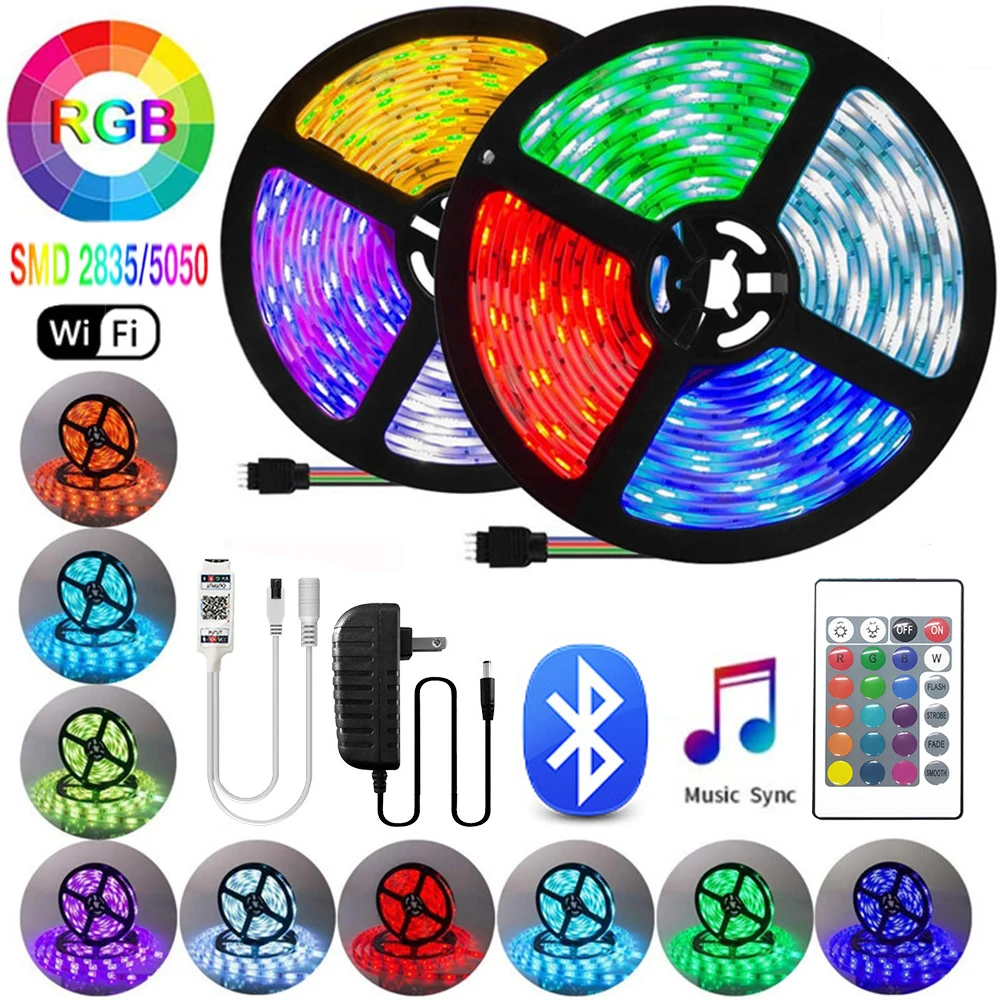 Bluetooth Светодиодные ленты светильник s 20 м RGB 5050 SMD гибкая лента Водонепроницаемый