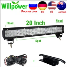 Лидер продаж комбо балка 20 дюймов 126 Вт внедорожный светодиодный светильник бар рабочий светильник 4x4 Автомобильный светодиодный светильник бар 12v жгут проводов с светильник Бар Кронштейн
