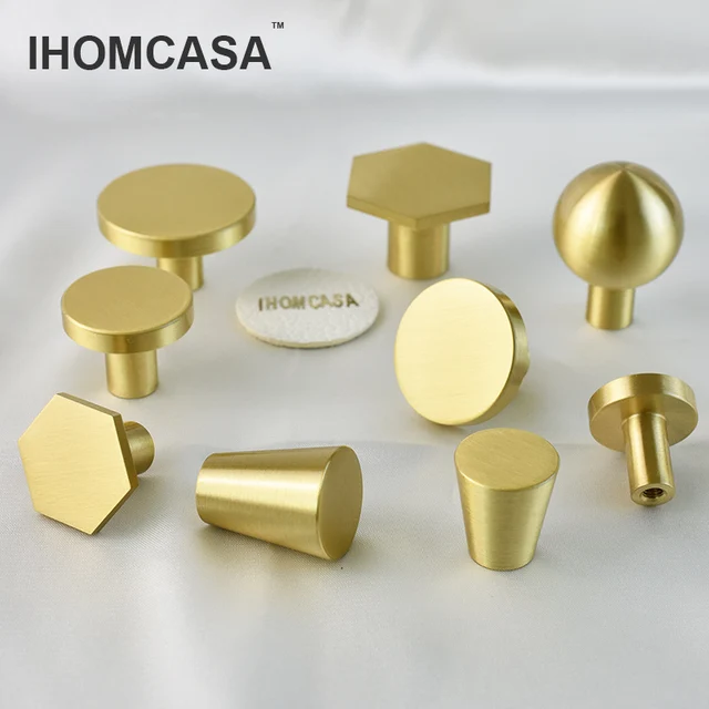IHOMCASA รอบทองเหลืองทองเฟอร์นิเจอร์จับสําหรับลิ้นชักห้องน้ําห้องครัวตู้ดึงตู้เสื้อผ้ารองเท้าตู้ลูกบิดประตู 1