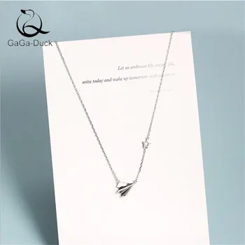 

Childhood Paper Plane New Creative Fashion Jewelry 925 Sterling Silver Temperament Choker Hipster Pendant Necklaces N474