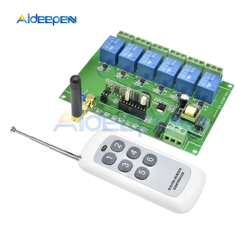 Milageto 1 Set Module De Relais 6 Canaux RF Relay Board W/Remote Control Switch Nouveau 