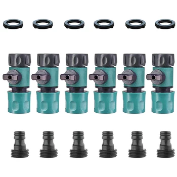 

Garden Hose Quick Connector with Shut Off Valve(6 Sets), 3/4 Inch Quick Connect Fittings with Ball Valve, Easy Connect and Quick
