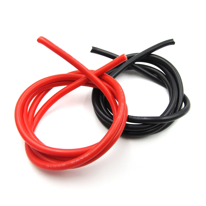 

1set 10 AWG Gauge Wire Flexible Silicone Stranded Copper Cables For RC Black 1M + Red 1M = 2M