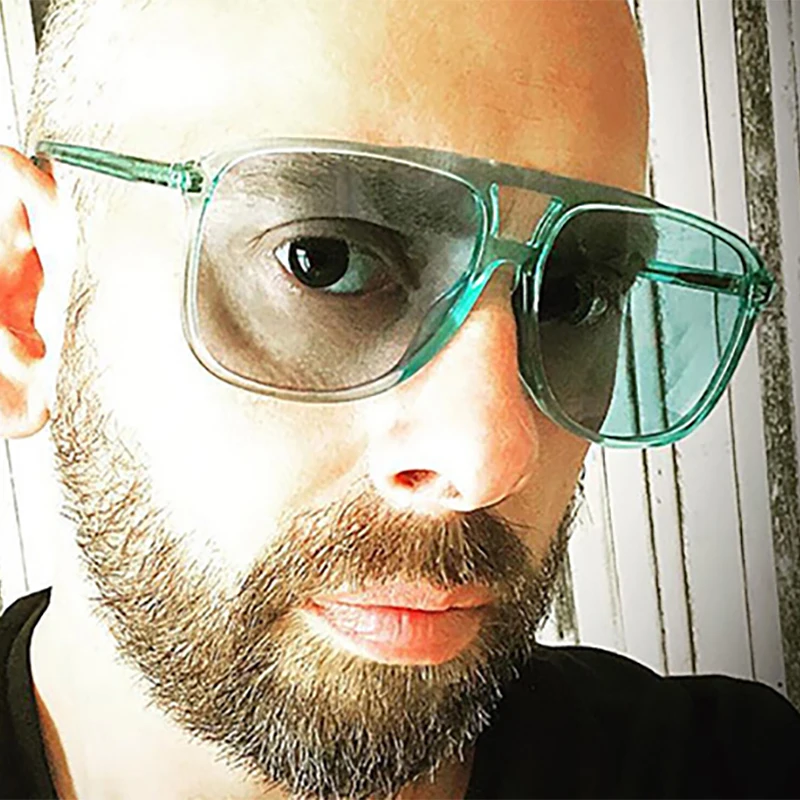 

New Style double-beam frame sunglasses fashion men's colorful jelly color sunglasses