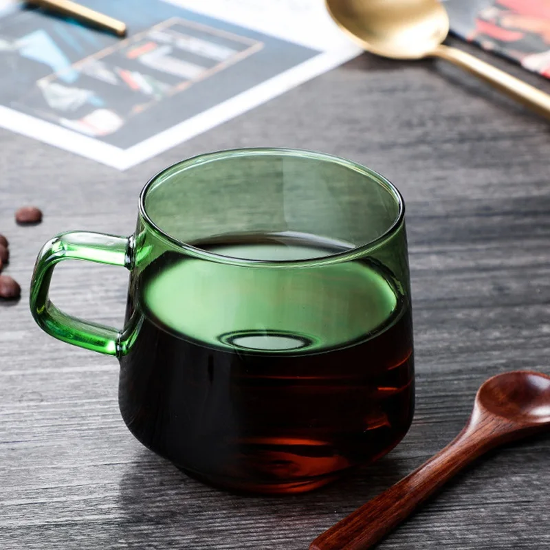 350ml Creative Color Thick Glass Mug Breakfast Mlik Coffe Cup Household Resistant Heat Water Cup With Handle Drinkware
