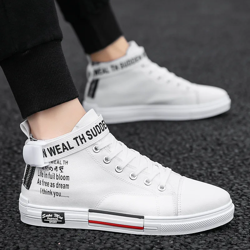 

2019 Autumn New Style Korean-style Cool Men's Street Hight-top Canvas Shoes Breathable Casual Trend Hip Hop Sneakers Men's