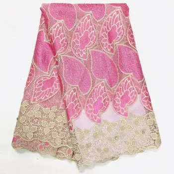

Pink African Cotton Net Lace Fabric for Wedding Dress 2020 High Quality Cotton African Lace Fabrics 5 Yards Nigerian Ankara