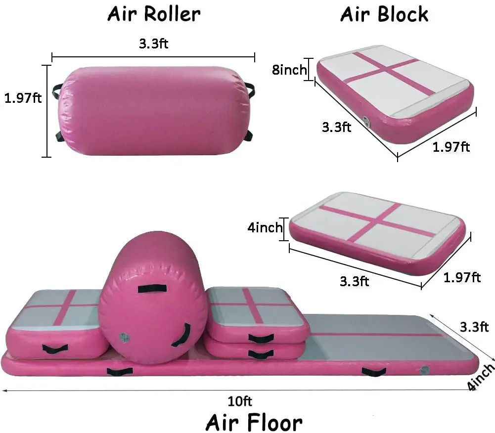 HIBADOU A Set (6 pieces) Air Mat Tumble Track Gymnastics Inflatable Tumbling Mat Air Track With Electric Pump for Home
