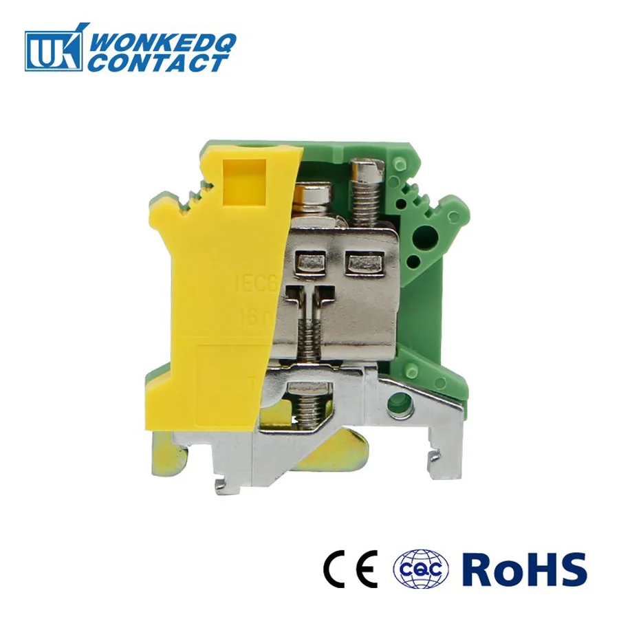 

Din Rail Terminal Blocks Ground 10Pcs UISLKG-16 Instead of PHOENIX CONTACT Universal Class Connector Screw Terminal UISLKG16