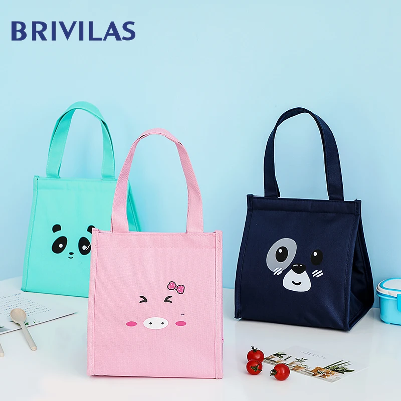 

Brivilas cute ping lunch bag cartoon animal velcro cooler bags portable waterproof picnic food thermal box funny fashion kids