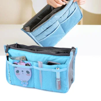 

Multifunction Zipper Storage Cosmetic Organizer Waterproof Portable Makeup Bag Solid Color Cosmetics Bag Women Portable Bags