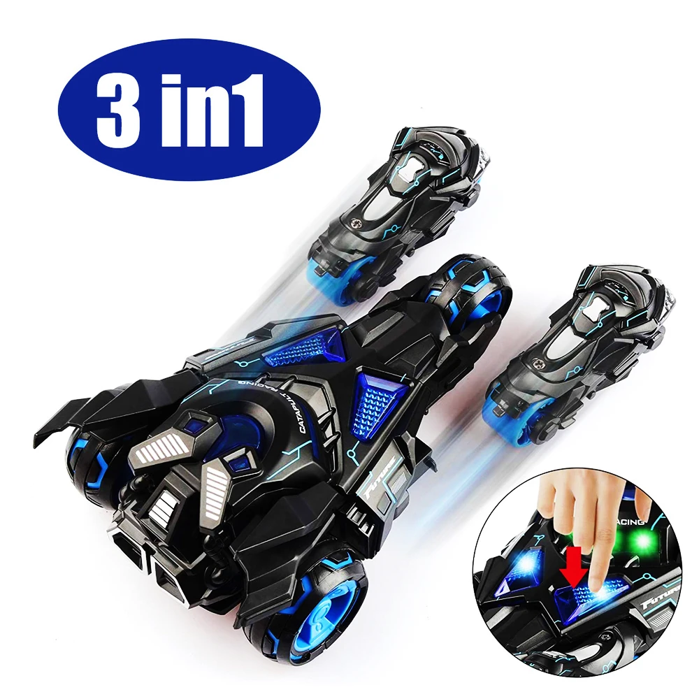 

Pull Back Cars Toys Motorcycle Launcher Toy Die-cast 3 in 1 Catapult Race Trinity Chariot with Eject Button Fun Lights & Sounds
