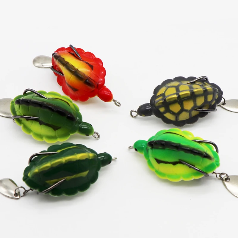 

5pcs/lot Tortoise Lure Fishing Lures Top Water Turtle Artificial Soft Bait With Sequins