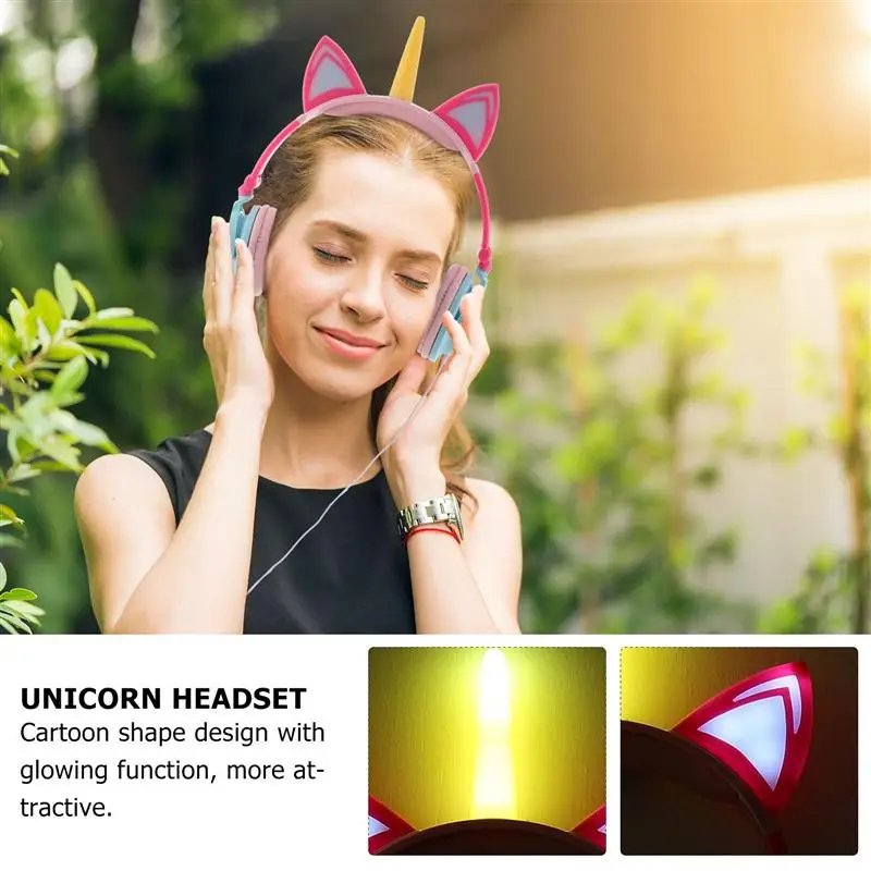 Funny Kids Headphone Led Light Unicorn Wired Headphones Girl Gamer PC Earphone Foldable Music Gaming Overear Headset Auriculares