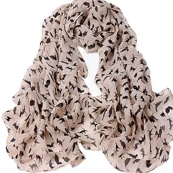 

Women's Chiffon Sweet Kitten Scarf Shawl Long Scarf Girls Xmas Gift