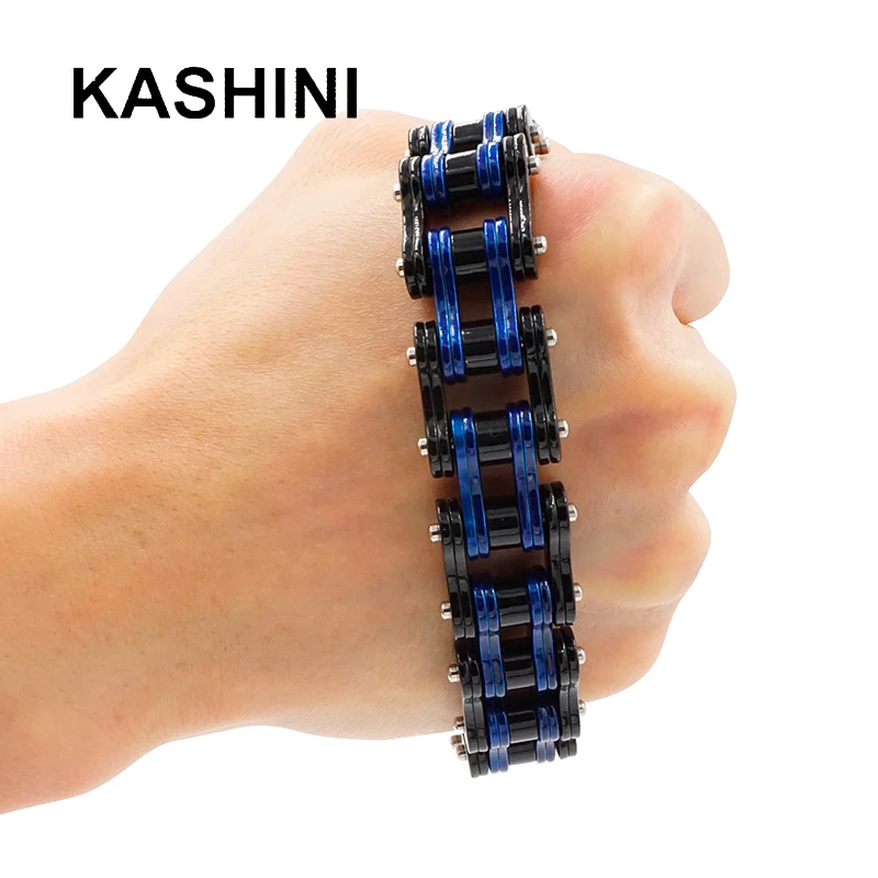 Браслеты из нержавеющей стали для велосипеда, байкеров, панков, мотоциклов, мужчин, синий, черный, мужской браслет