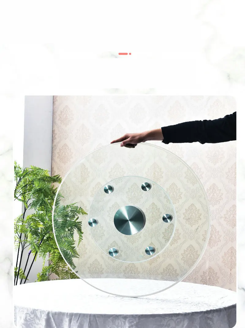 Double Layer Tempered Glass Lazy Susan Dining Table Top Turntable Swivel Plate HQ GG02 With Supporting Legs More Stable