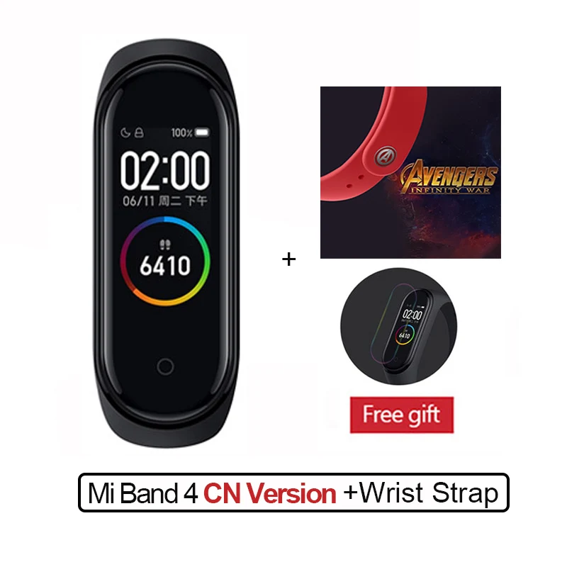CN Add Red Avenger Новейший Xiaomi mi-браслет 4, фитнес-браслет с цветным экраном, Bluetooth 5,0, смарт-браслеты 4, сменный mi Band 3 - Цвет: CN Add Red Avenger
