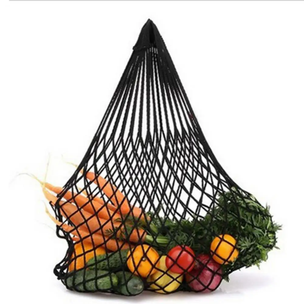 Portable Reusable Grocery Bags Fruit Vegetable Bags Washable Cotton Mesh String Organizer Bag Short Handle Net Tote Storage Bags