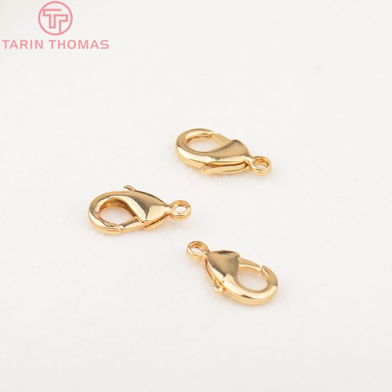 (3475)20PCS 10MM 12MM 15MM 24K Gold Farbe Überzogene Messing Karabiner Verschlüsse Verbinden Verschlüsse Hohe qualität Schmuck Zubehör – Detail 5