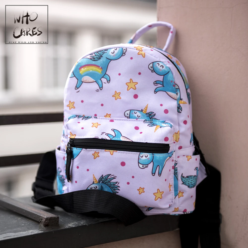 

Female Mochila Blue Unicorn Print Backpack Women Shoulder Bag For Teenage Multi-Function Small Bagpack School Backpack